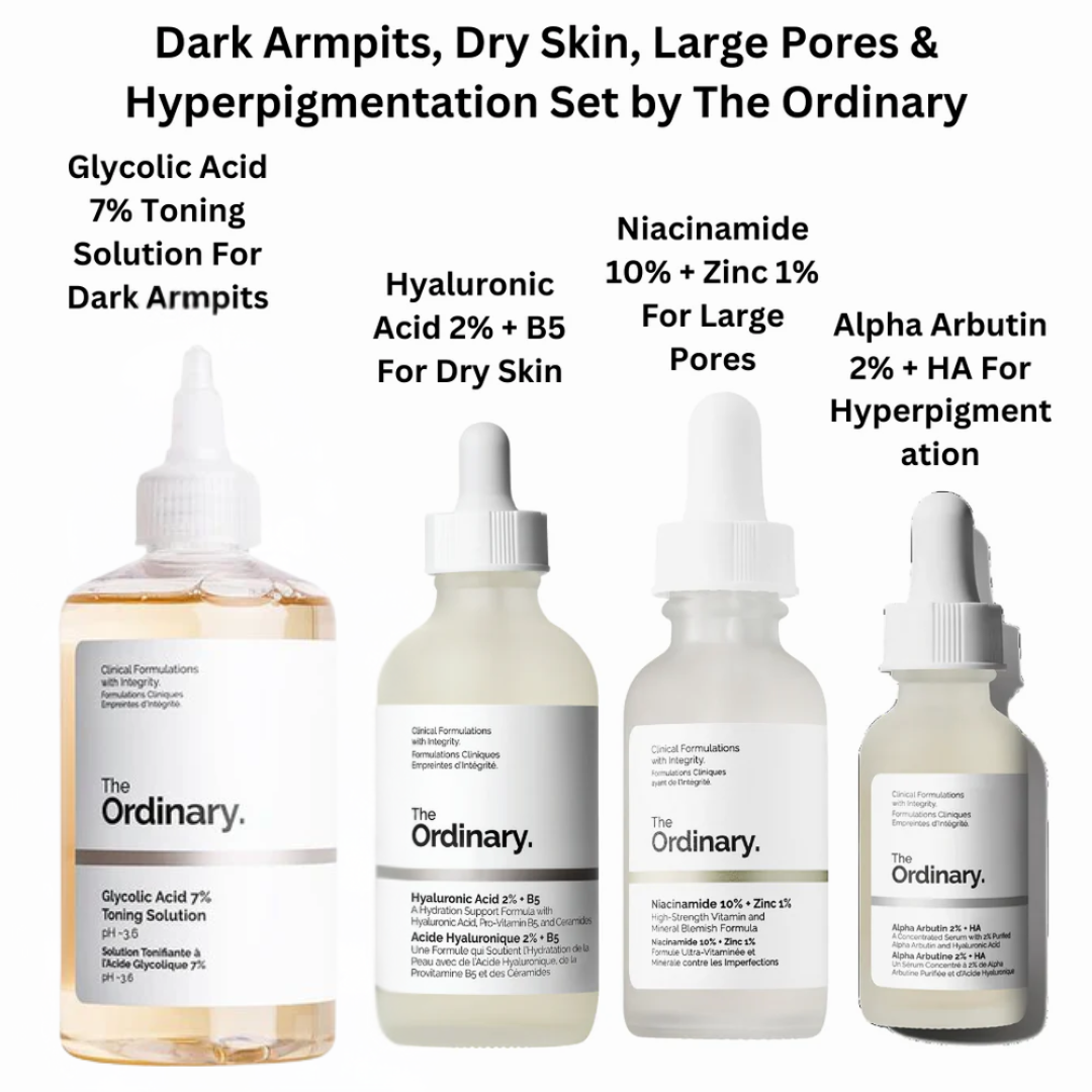 Dark Armpits, Dry Skin, Large Pores & Hyperpigmentation Set by The Ordinary